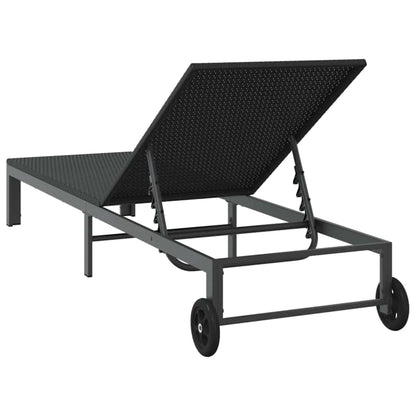 vidaXL Sunbed Poly Rattan Black