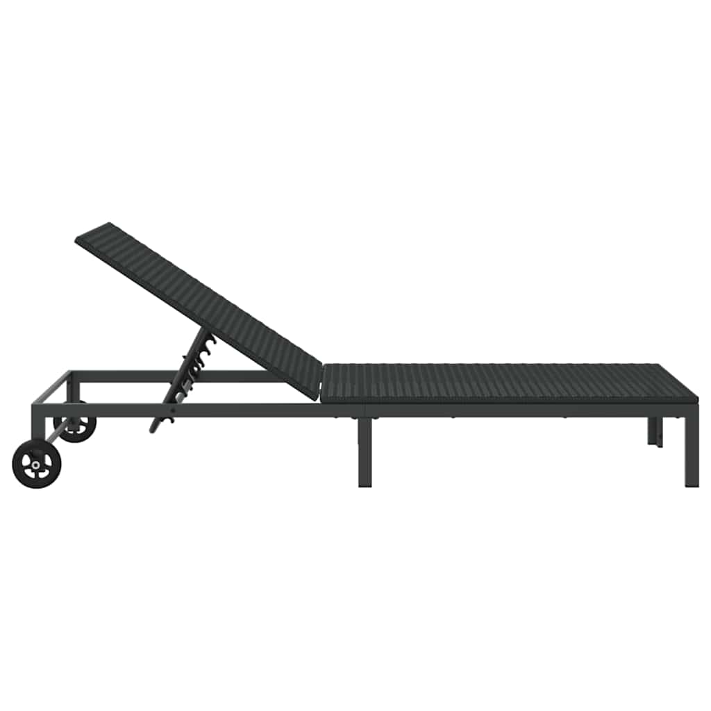 vidaXL Sunbed Poly Rattan Black