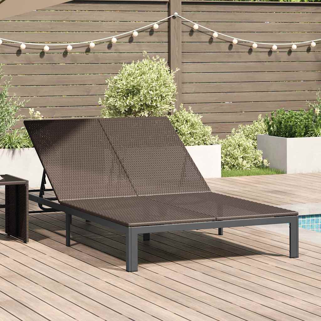 vidaXL Sunbed Brown 206 x 115 x 75 cm Poly Rattan