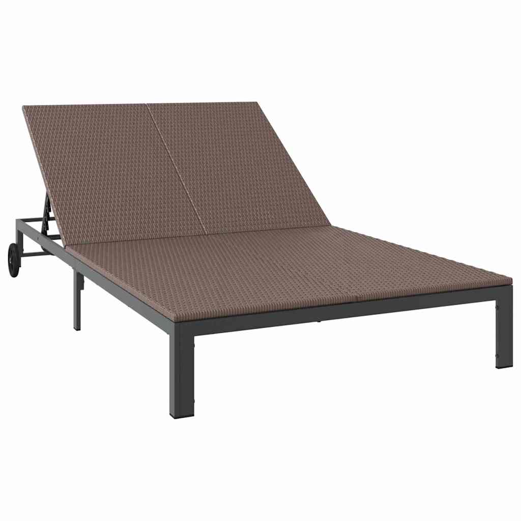 vidaXL Sunbed Brown 206 x 115 x 75 cm Poly Rattan