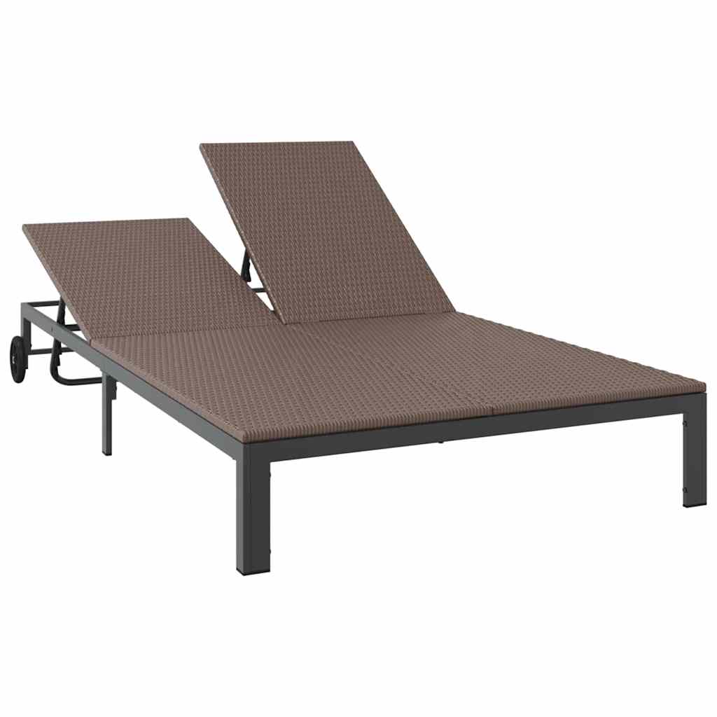 vidaXL Sunbed Brown 206 x 115 x 75 cm Poly Rattan