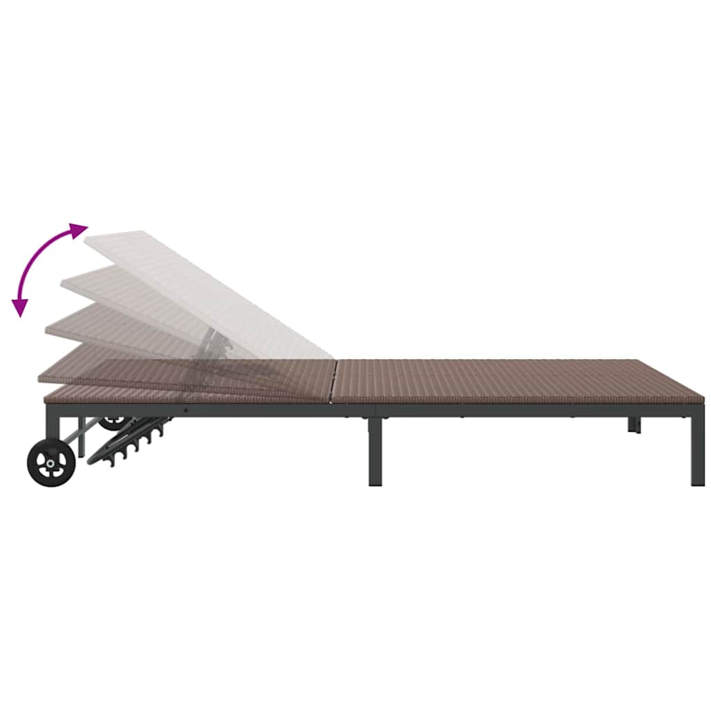 vidaXL Sunbed Brown 206 x 115 x 75 cm Poly Rattan
