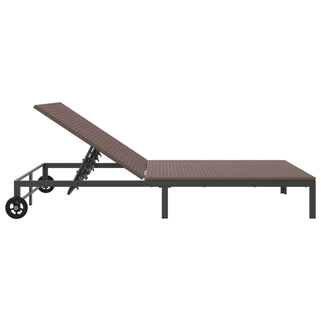 vidaXL Sunbed Brown 206 x 115 x 75 cm Poly Rattan