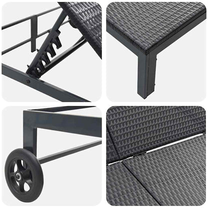vidaXL Sunbed Poly Rattan Black