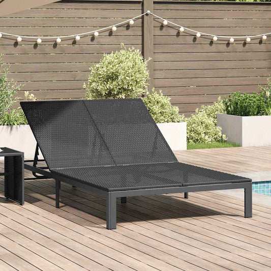 vidaXL Sunbed Poly Rattan Black