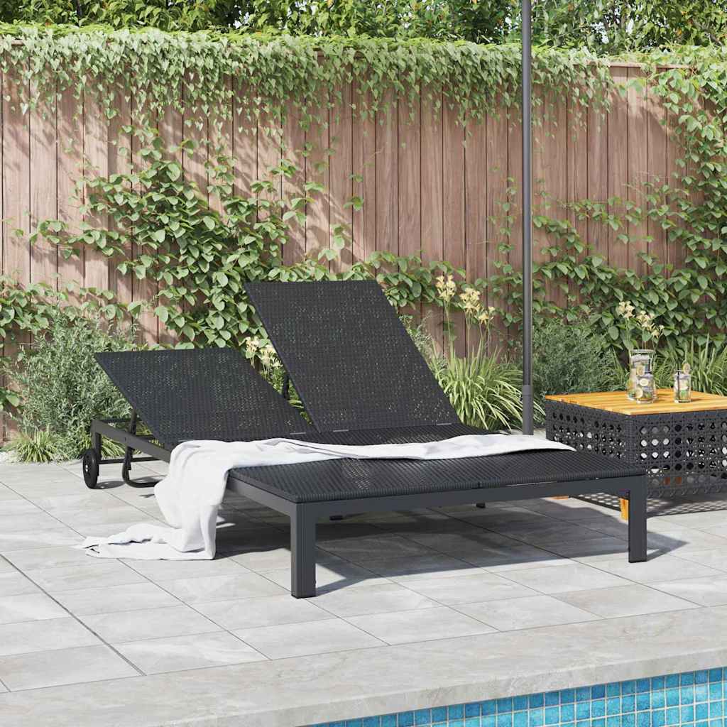 vidaXL Sunbed Poly Rattan Black