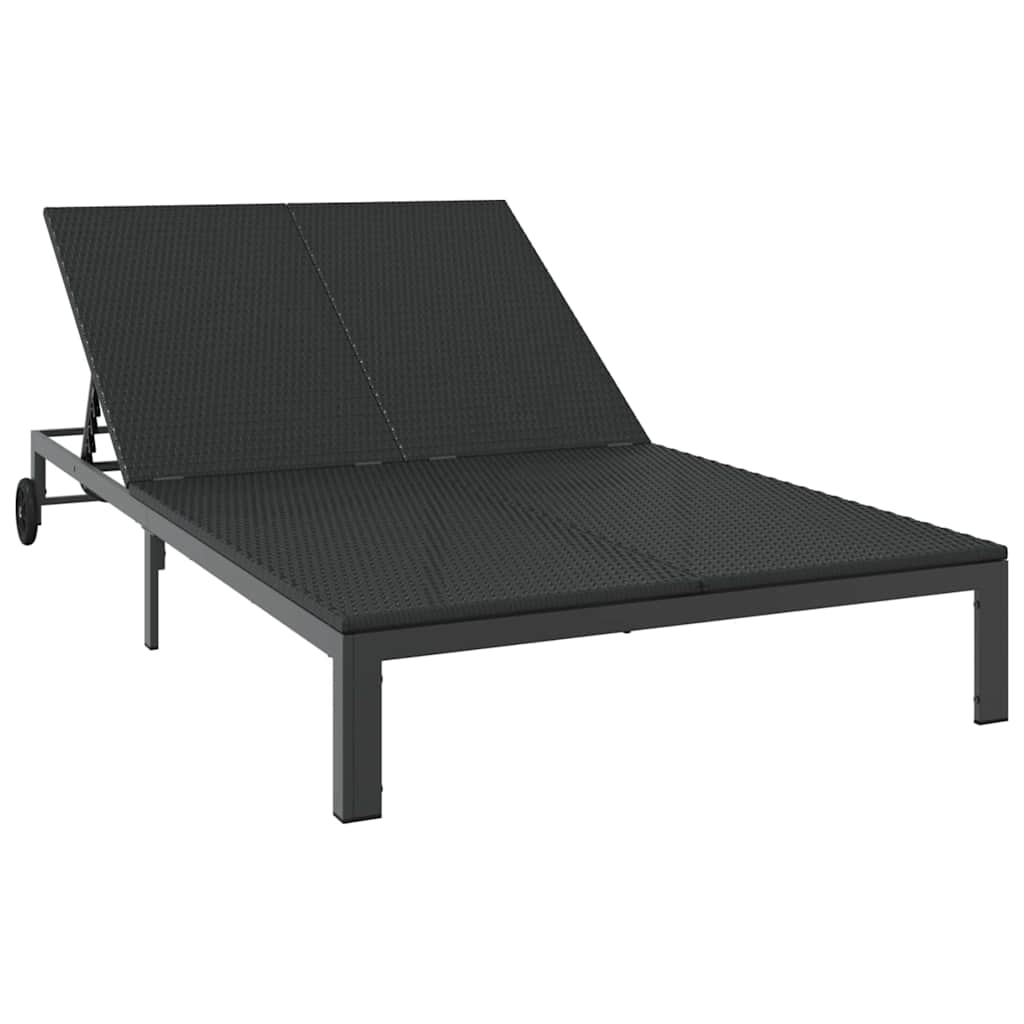 vidaXL Sunbed Poly Rattan Black