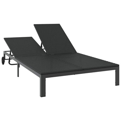 vidaXL Sunbed Poly Rattan Black