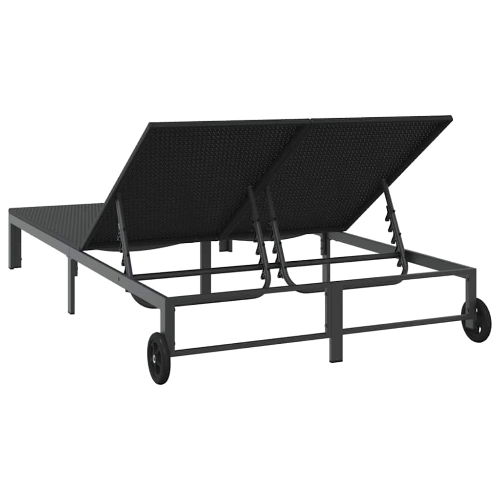 vidaXL Sunbed Poly Rattan Black
