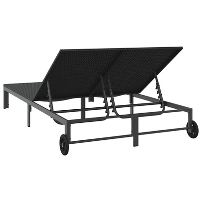 vidaXL Sunbed Poly Rattan Black