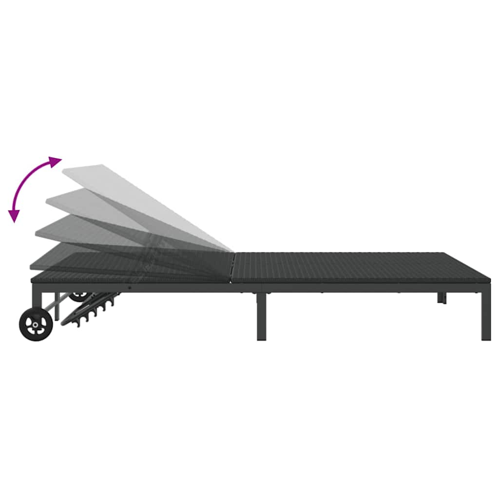 vidaXL Sunbed Poly Rattan Black