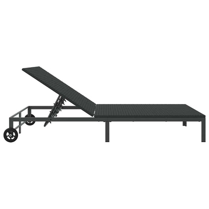 vidaXL Sunbed Poly Rattan Black