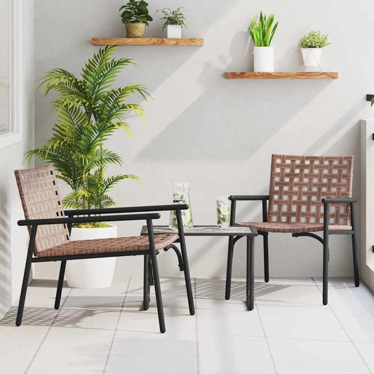 vidaXL Garden Chair 2 pcs Brown Poly Rattan