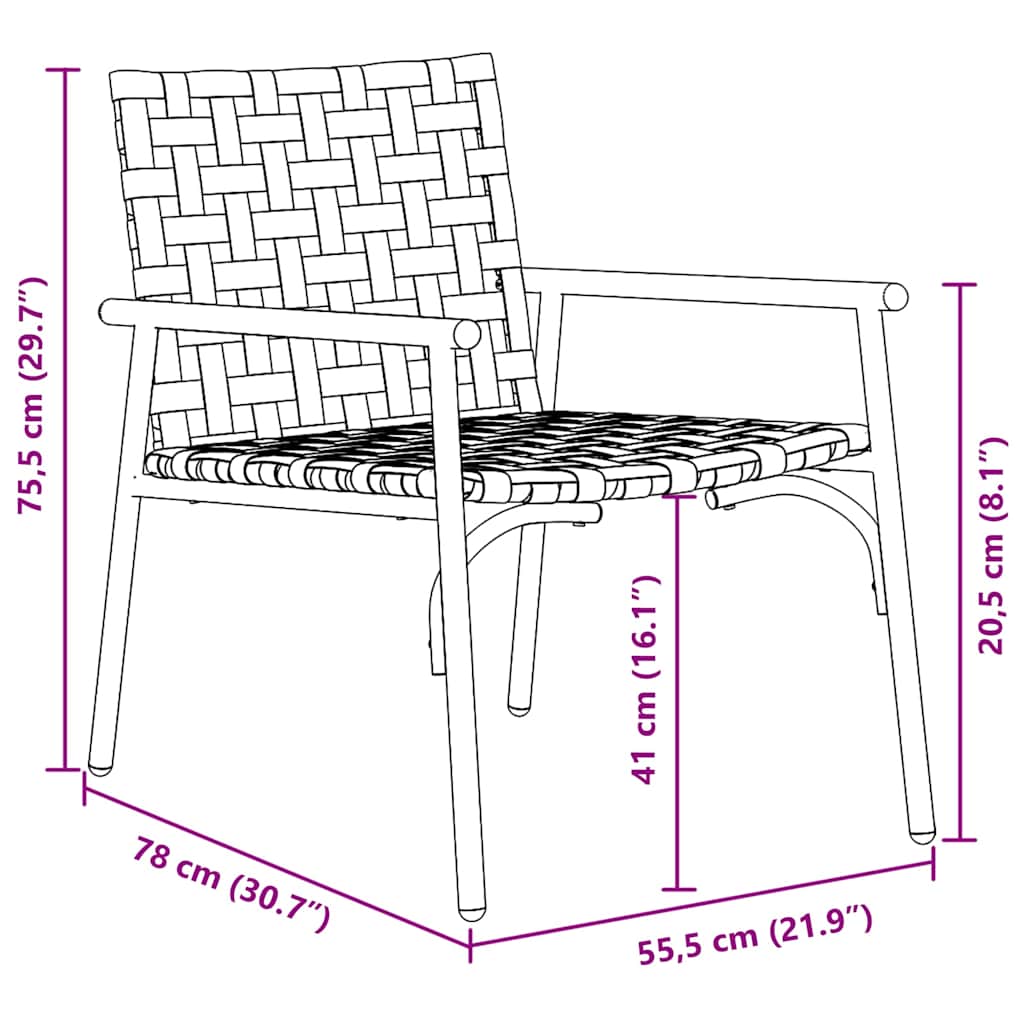 vidaXL Garden Chair 2 pcs Brown 78 x 55.5 x 75.5 cm Poly Rattan
