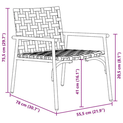 vidaXL Garden Chair 2 pcs Brown 78 x 55.5 x 75.5 cm Poly Rattan