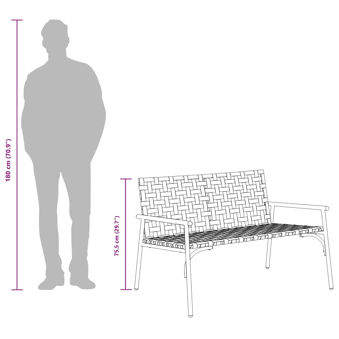 vidaXL Garden Chair Brown 110.5 x 79 x 75.5 cm Poly Rattan