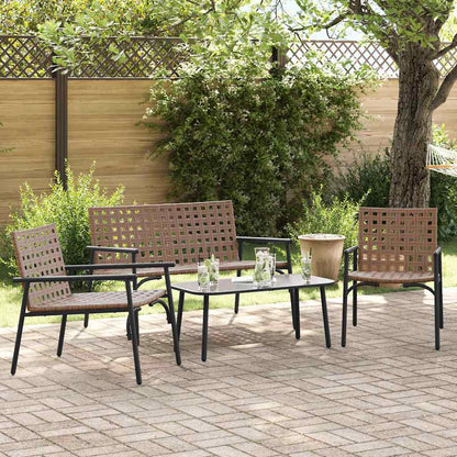 vidaXL Garden Dining Set 4 pcs Brown Poly Rattan