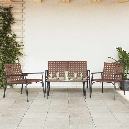 vidaXL Garden Dining Set 4 pcs Brown Poly Rattan