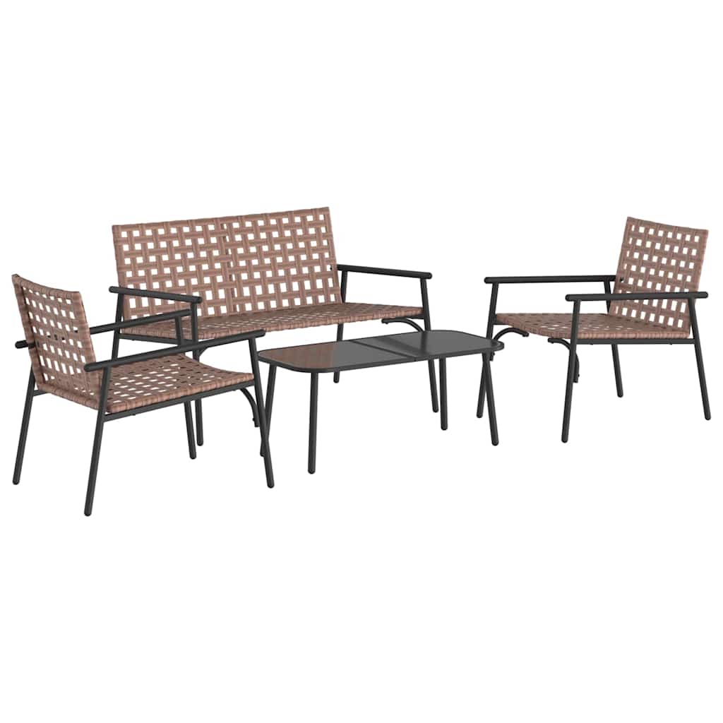 vidaXL Garden Dining Set 4 pcs Brown Poly Rattan