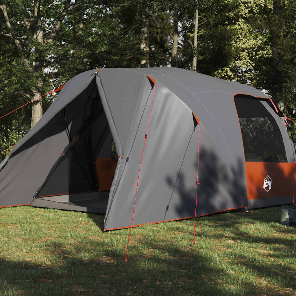 vidaXL Dome Tent 4-Person with Roof Grey and Orange 455 x 252 x 178 cm