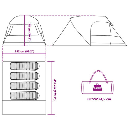vidaXL Dome Tent 4-Person with Roof Grey and Orange 455 x 252 x 178 cm