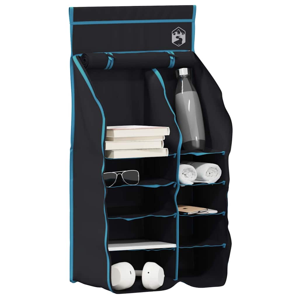 vidaXL Hanging Tent Organizer 10 Pockets Black 40.5 x 25 x 80 cm