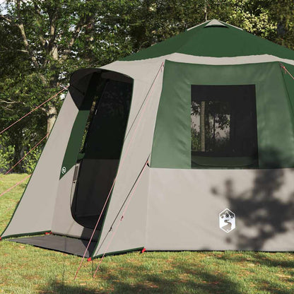 vidaXL Cabin Tent 12-Person Green and White 405 x 405 x 273 cm