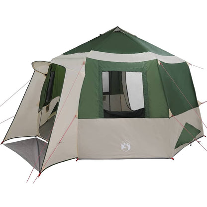 vidaXL Cabin Tent 12-Person Green and White 405 x 405 x 273 cm