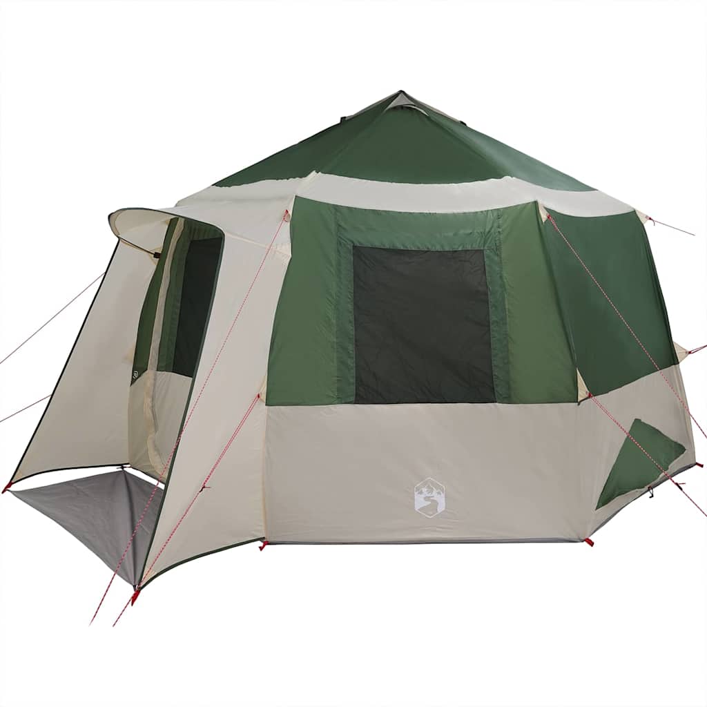 vidaXL Cabin Tent 12-Person Green and White 405 x 405 x 273 cm