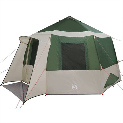 vidaXL Cabin Tent 12-Person Green and White 405 x 405 x 273 cm