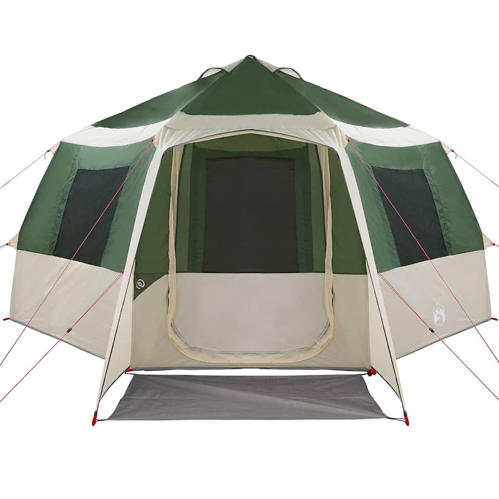 vidaXL Cabin Tent 12-Person Green and White 405 x 405 x 273 cm