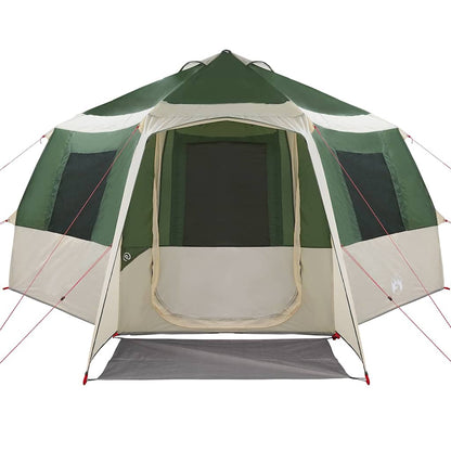 vidaXL Cabin Tent 12-Person Green and White 405 x 405 x 273 cm