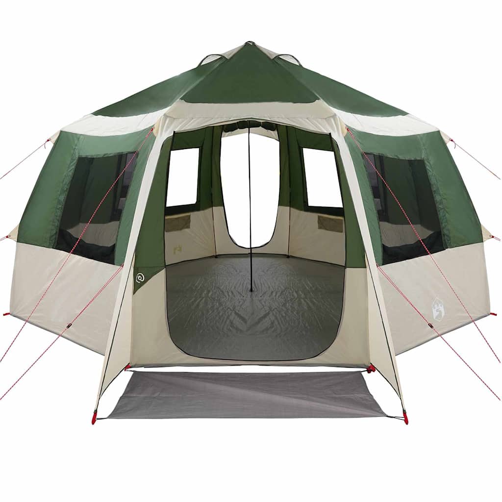 vidaXL Cabin Tent 12-Person Green and White 405 x 405 x 273 cm