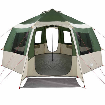 vidaXL Cabin Tent 12-Person Green and White 405 x 405 x 273 cm