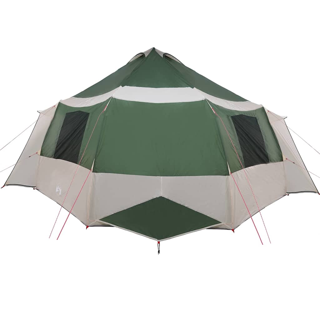 vidaXL Cabin Tent 12-Person Green and White 405 x 405 x 273 cm