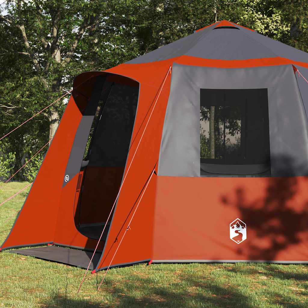 vidaXL Cabin Tent 12-Person Grey and Orange 405 x 405 x 273 cm