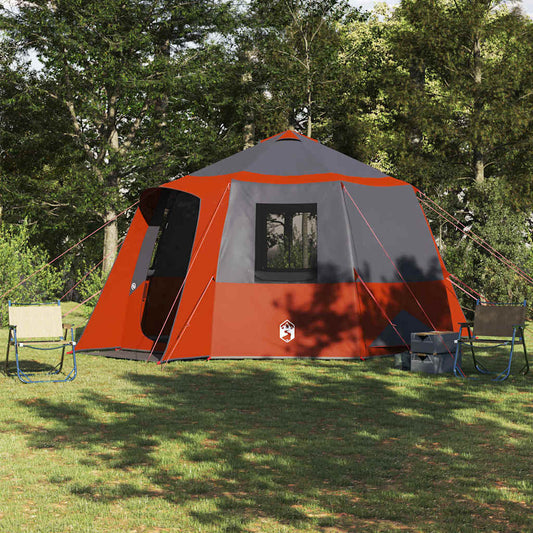 vidaXL Cabin Tent 12-Person 10-Person Grey and Orange