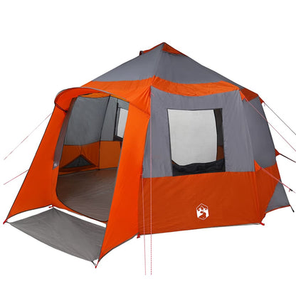 vidaXL Cabin Tent 12-Person Grey and Orange 405 x 405 x 273 cm