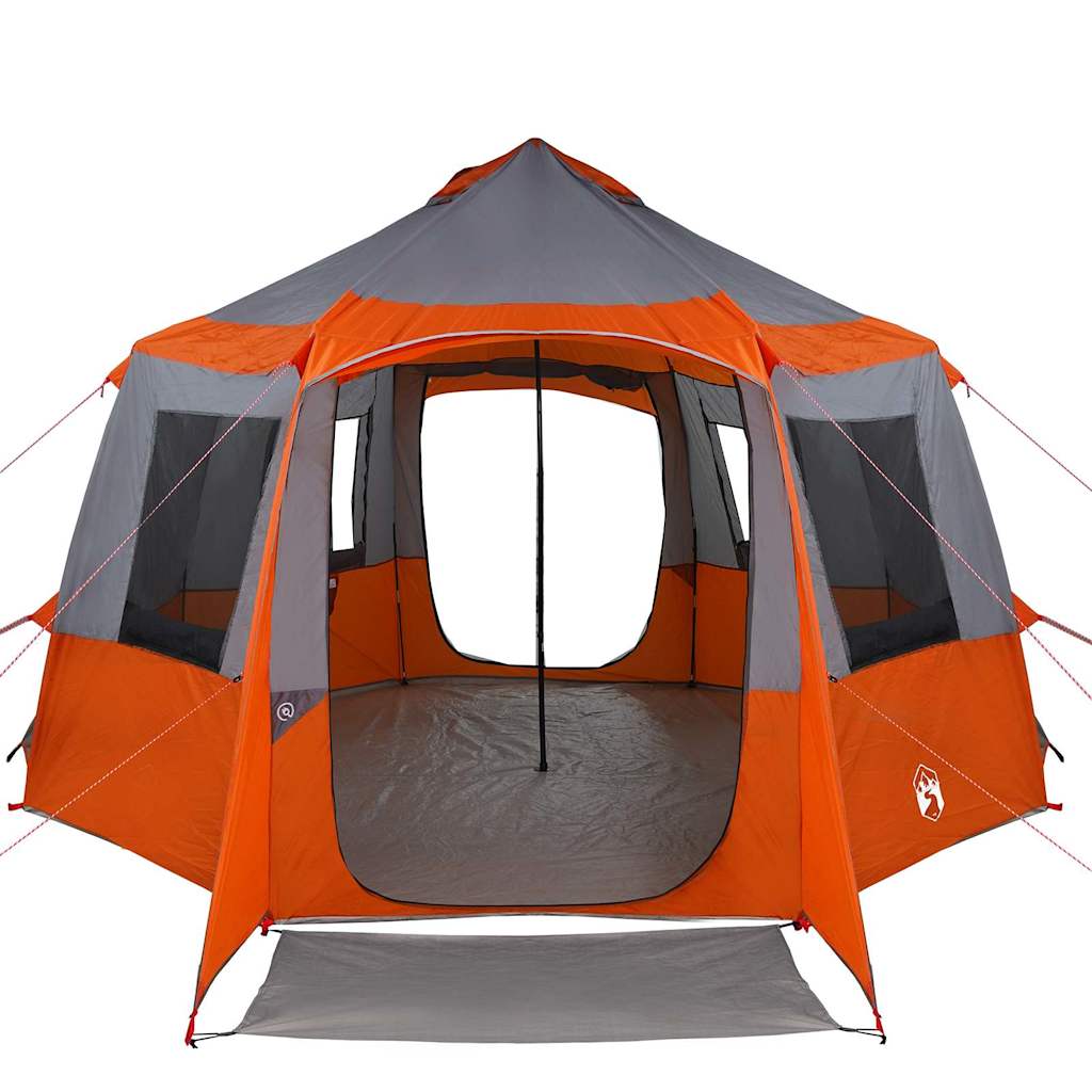vidaXL Cabin Tent 12-Person Grey and Orange 405 x 405 x 273 cm
