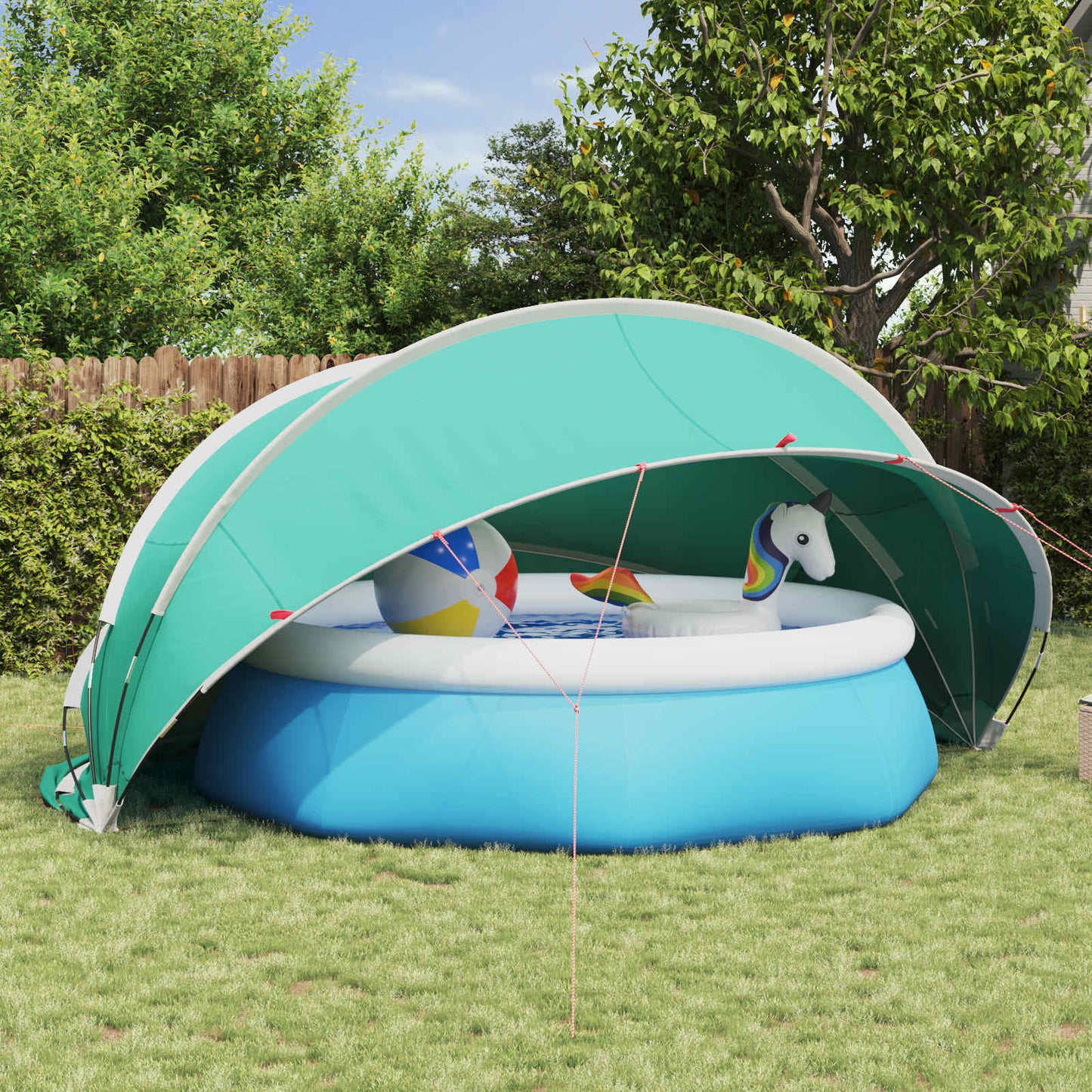 vidaXL Pool Dome Folding Manual Blue 430 x 430 x 210 cm