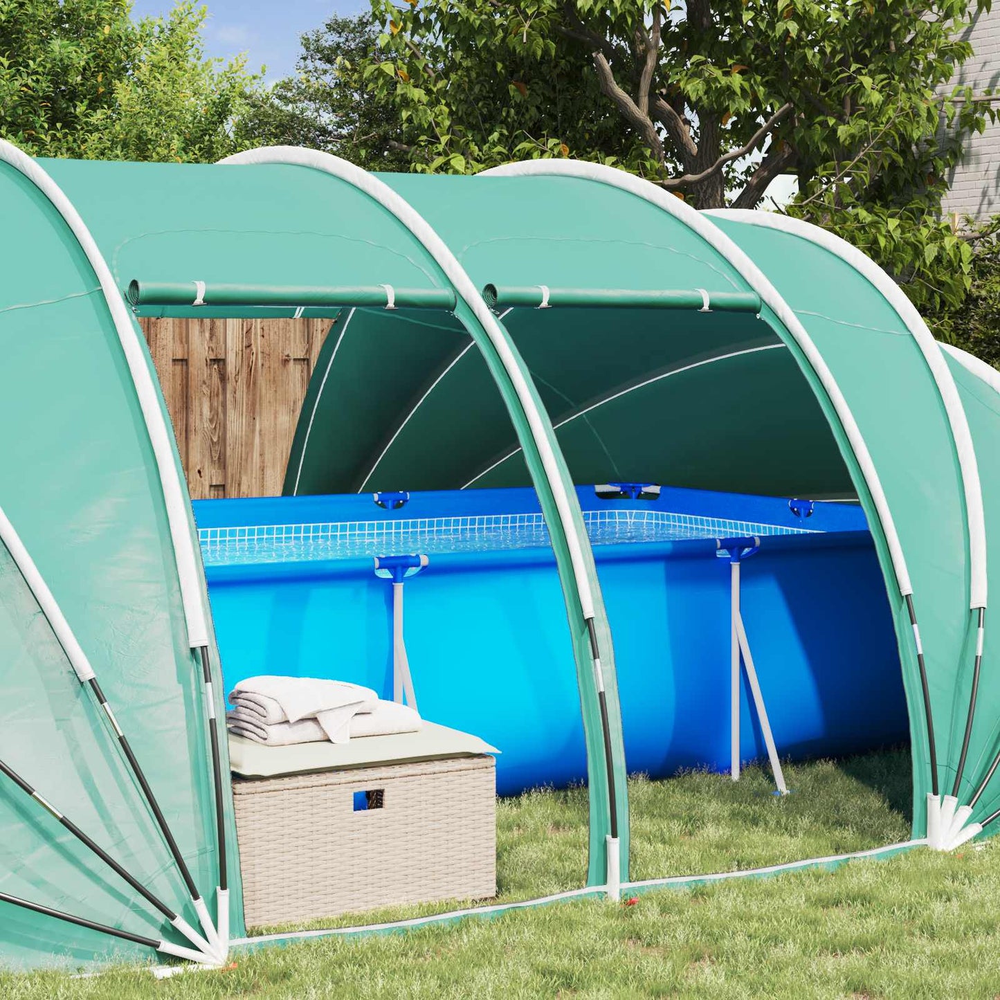 vidaXL Pool Tent Dome 538 x 440 x 204 cm Sea Green