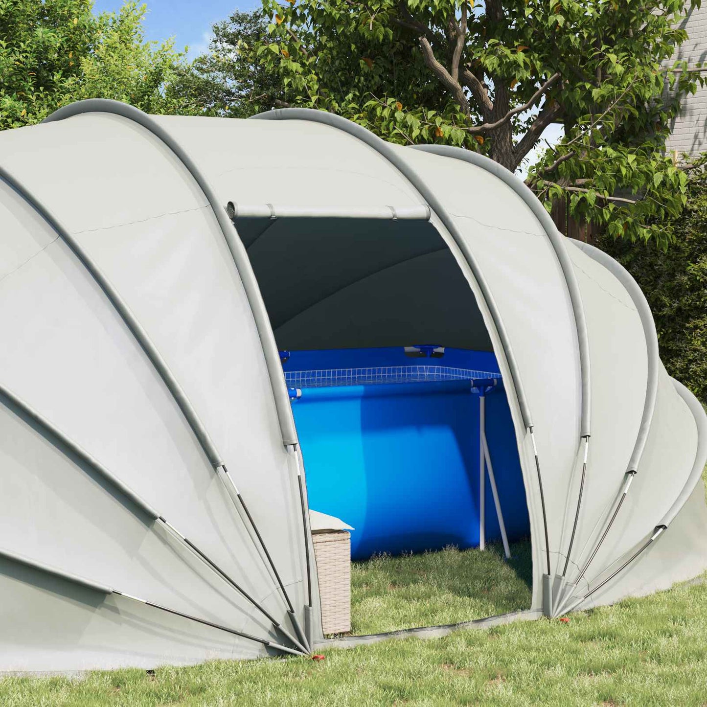 vidaXL Pool Tent Dome 538 x 440 x 204 cm Grey