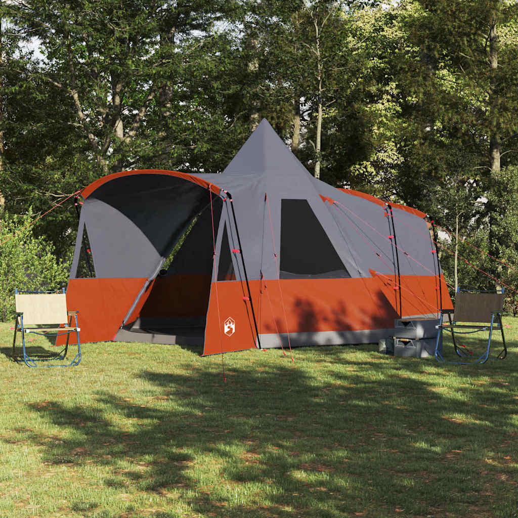 vidaXL Teepee Tent 8-Person Grey and Orange 720 x 465 x 295 cm