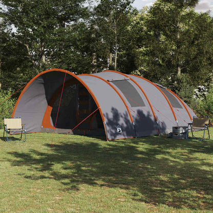 vidaXL Tunnel Tent 8-Person Grey and Orange 710 x 460 x 245 cm
