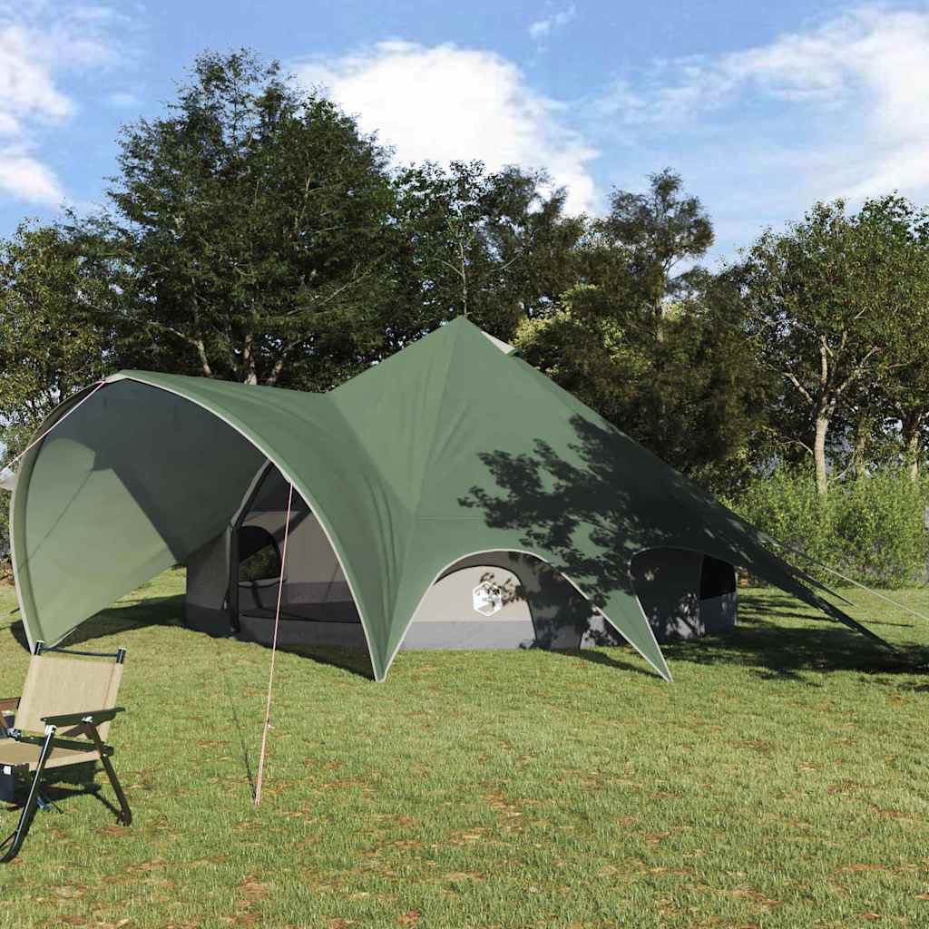 vidaXL Teepee Tent 7-Person Green and Grey 600 x 600 x 347 cm