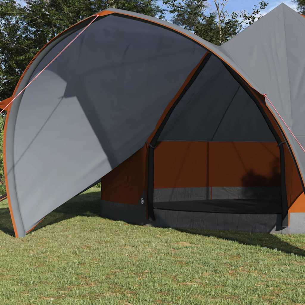 vidaXL Teepee Tent 7-Person Grey and Orange 600 x 600 x 347 cm