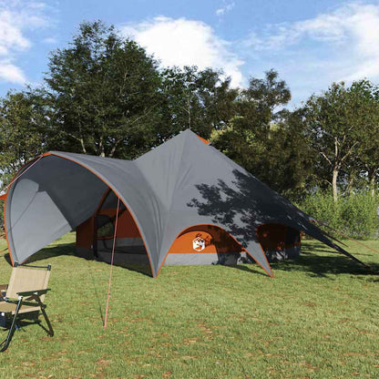 vidaXL Teepee Tent 7-Person Grey and Orange 600 x 600 x 347 cm