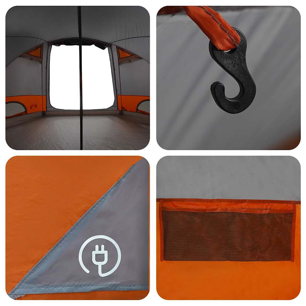 vidaXL Dome Tent 4-Person with Roof Grey and Orange 505 x 450 x 248 cm