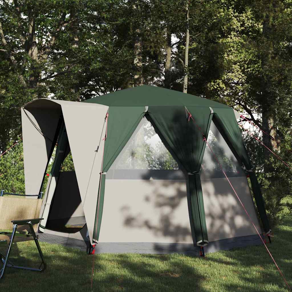 vidaXL Cabin Tent 3-Person Green and White 320 x 320 x 203 cm