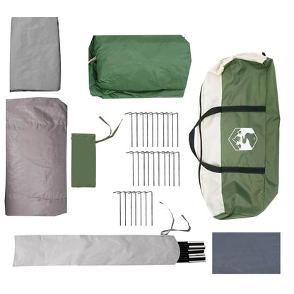vidaXL Tunnel Tent 4-Person Green and White 740 x 370 x 220 cm